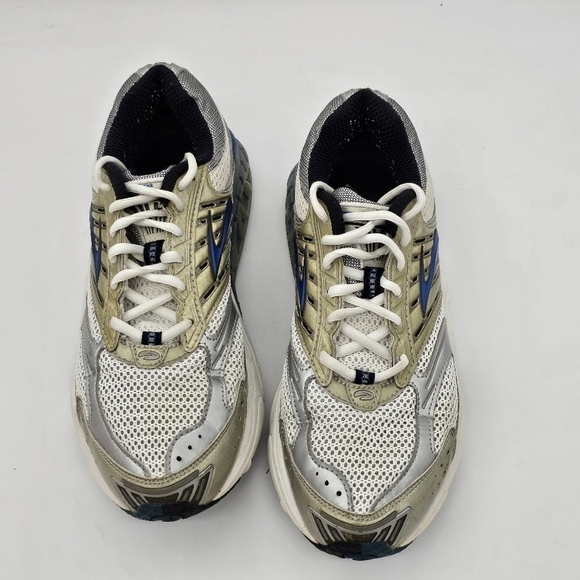 Brooks Mens Running Shoes Sneaker Lace Up Cream Gray Blue Size 8.5 - Picture 4 of 14